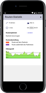 Abbildung der App - Routen-Statistik