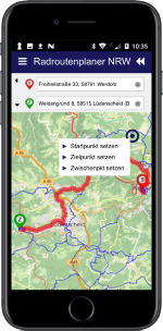 Abbildung der App - Route planen