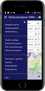 Abbildung der App - Menü Planerseite